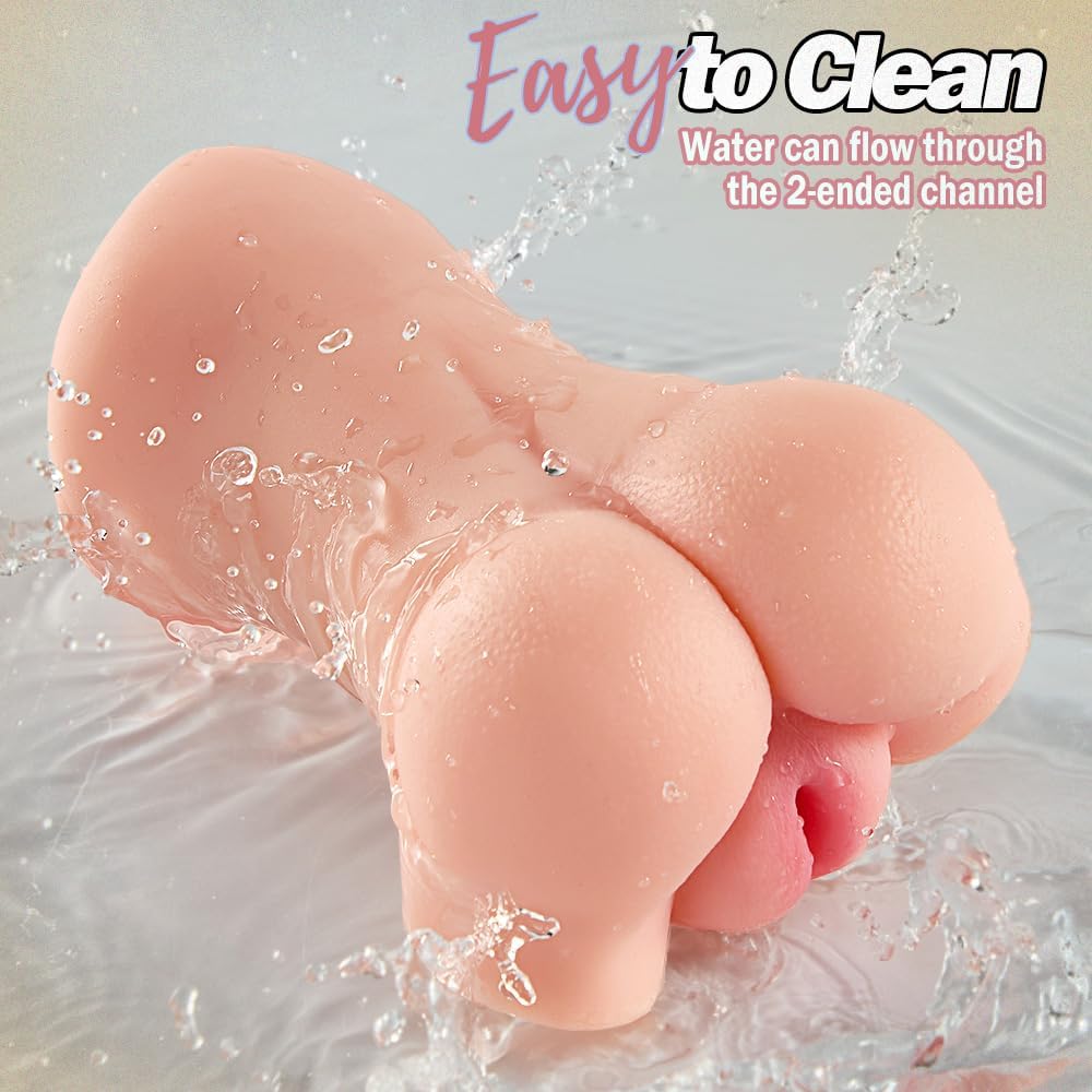 Realistic Male Masturbator Pocket Pussy, 2 in 1 Oral Sex Toys Male Stroker