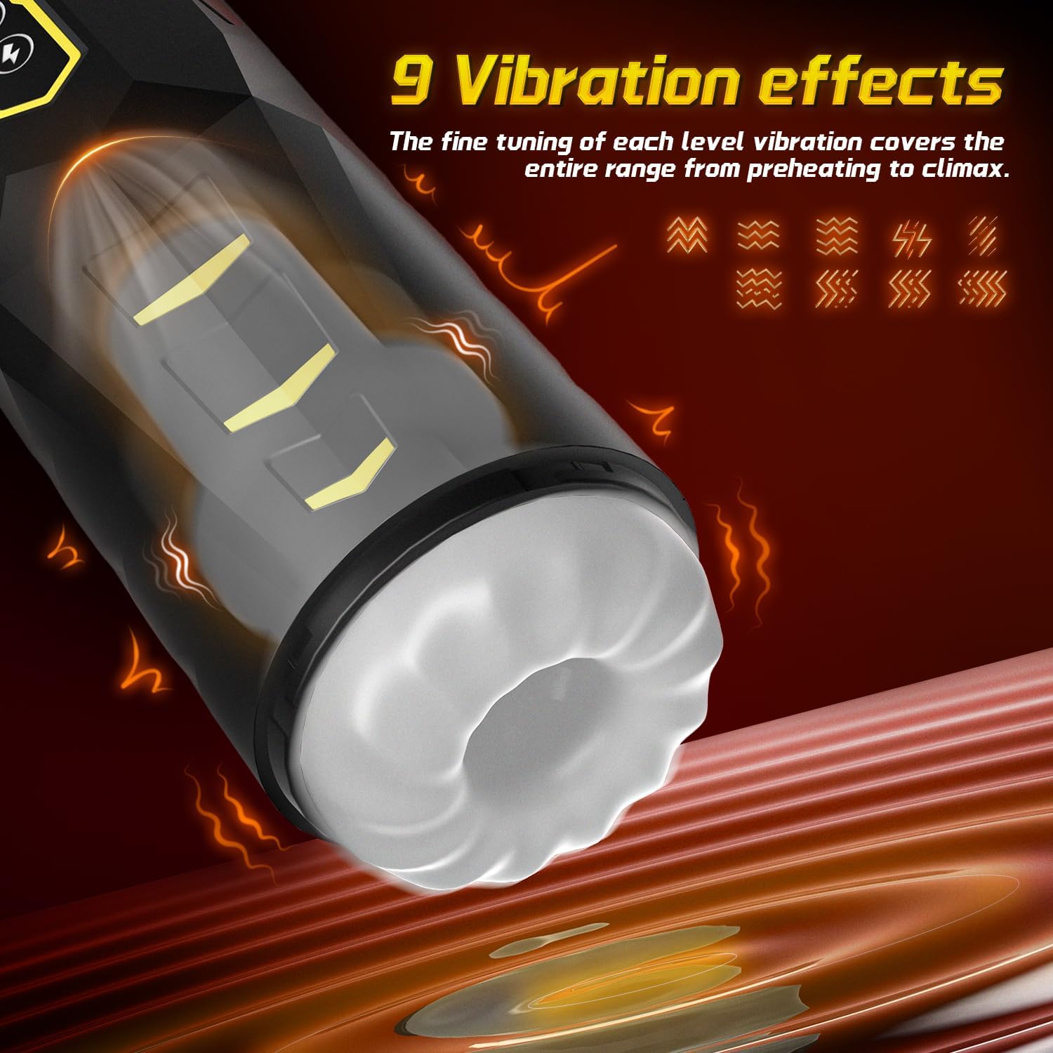 Adult Men Sex Toy with 9 Vibrating & 10 Thrusting, Flesh Soft 3D Textured Wrapped,